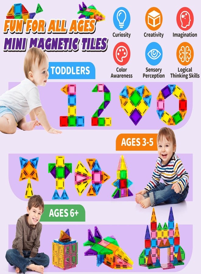 Ferthor Fun Mini Magnetic Tiles Travel Set,1.48 inch Colorful Magnetic Blocks for Kids Ages 4-8,Creative Building Toys,STEM Educational Learning Sensory&Montessori Toys for 3+ Year Old Boys Girls - Image 5